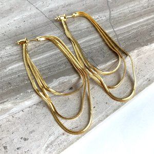 NEW~ Anthropologie SHASHI "Lady Layered" Gold Chain Hoop Earrings